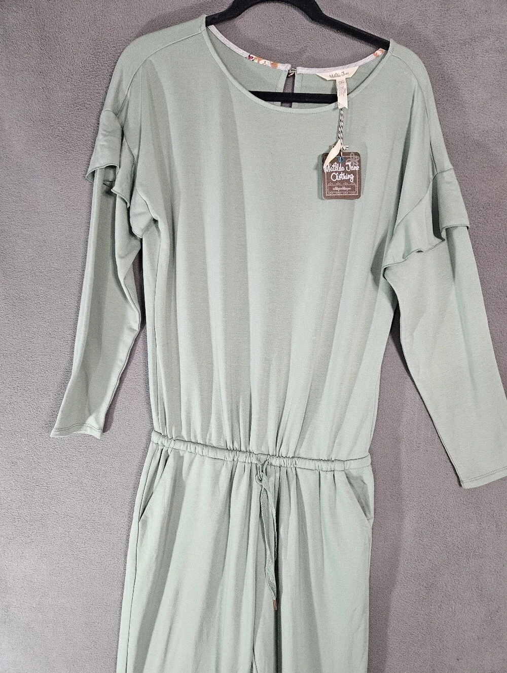 Matilda Jane Resting Day Romper Green Jumpsuit Jumper Women's Small Ruffle NWT